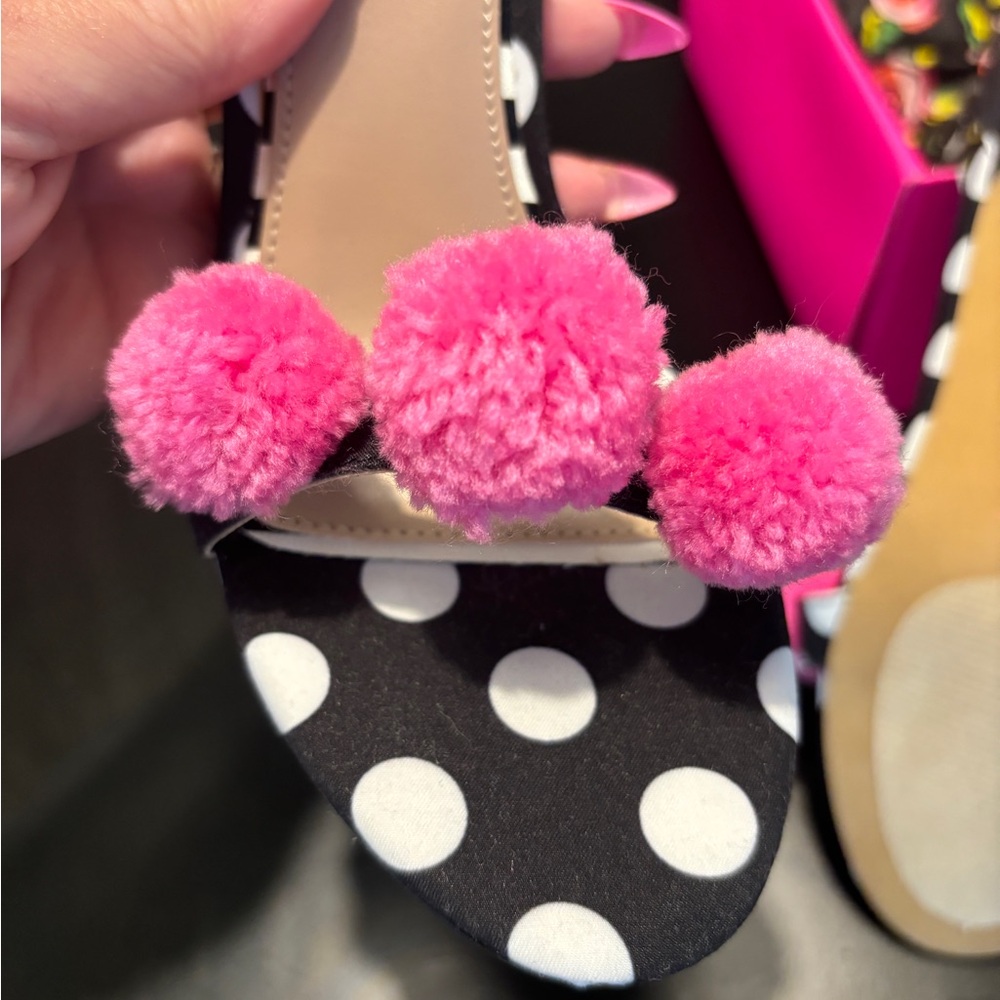 Never worn Betsey Johnson Lylly black polka dot heels. - Picture 2 of 7